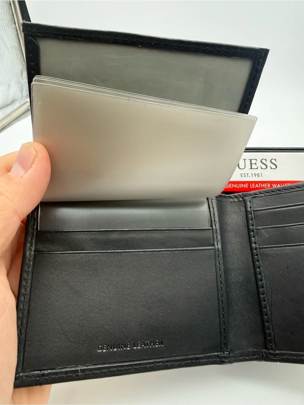 GUESS Black Genuine Leather RFID Card & Key Holder